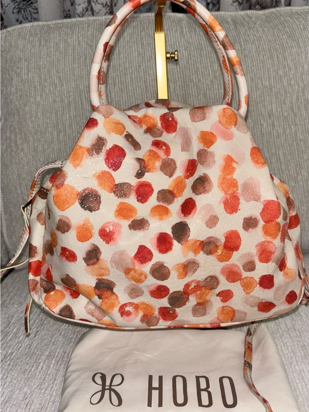 NWOT Hobo Darling Small Satchel Dots Print Leather Crossbody Bag - Picture 9 of 10